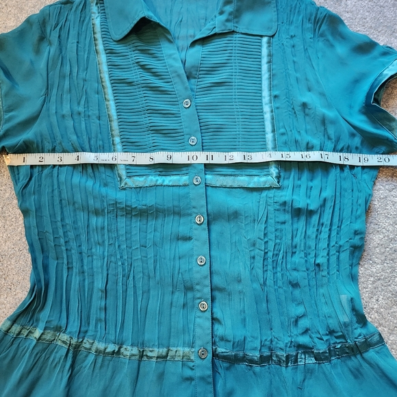 NWT NY Collection SS button-down blouse w/ tank top Size L Color turquoise - Picture 7 of 12